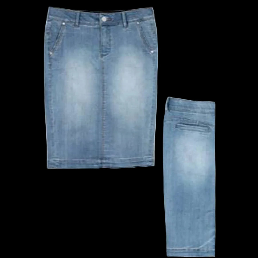 Curve Market Women's Plus Size Light Wash Denim Pencil Skirt