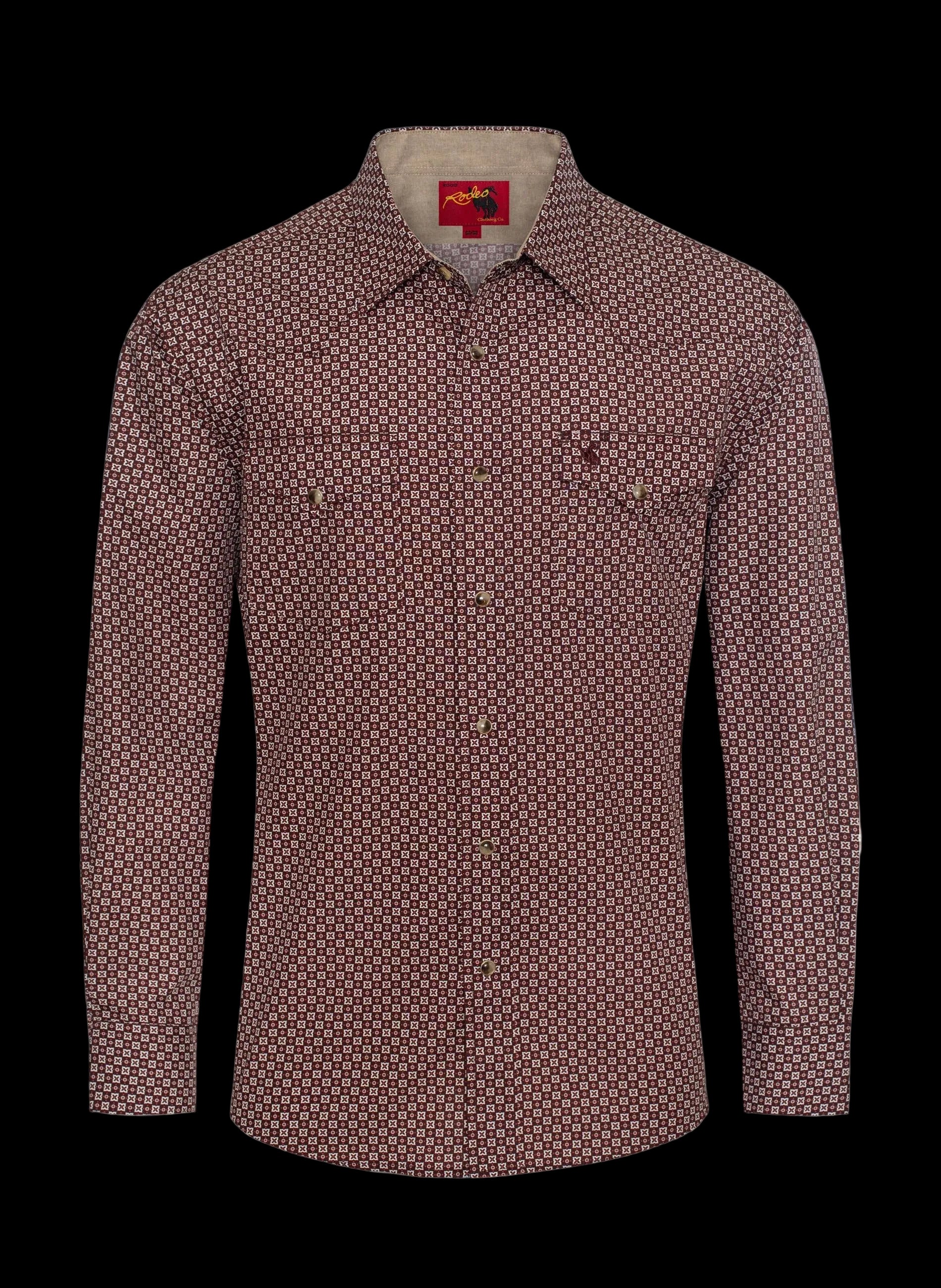 Rodeo Clothing Mens Western Pearl Snap Print Shirt