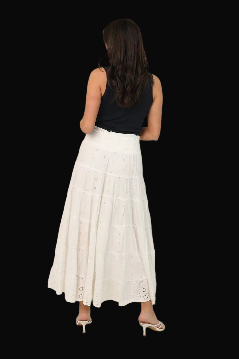 Sweet Lovely by Jen Womens Tiered Maxi Skirt