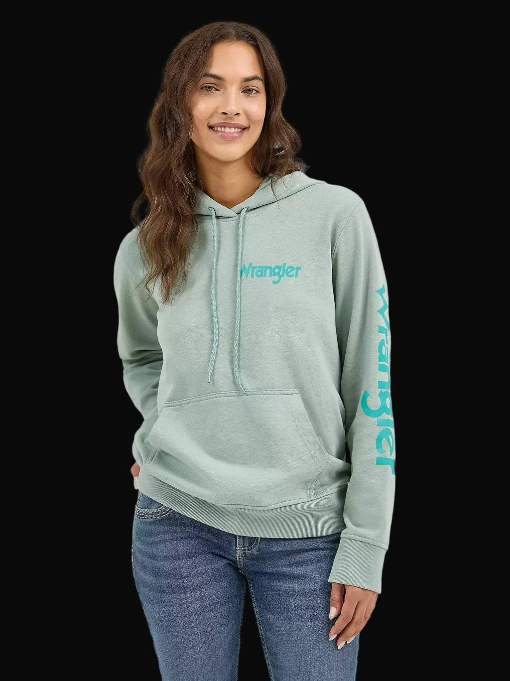 Wrangler Womens Retro Punchy Hoodie: Teal