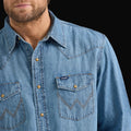 Wrangler Denim Long Sleeve Shirt - Light Wash Denim