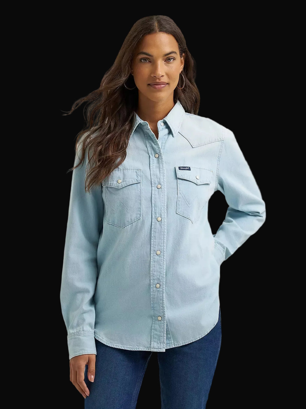Wrangler Denim Snap Shirt - Bleached Denim