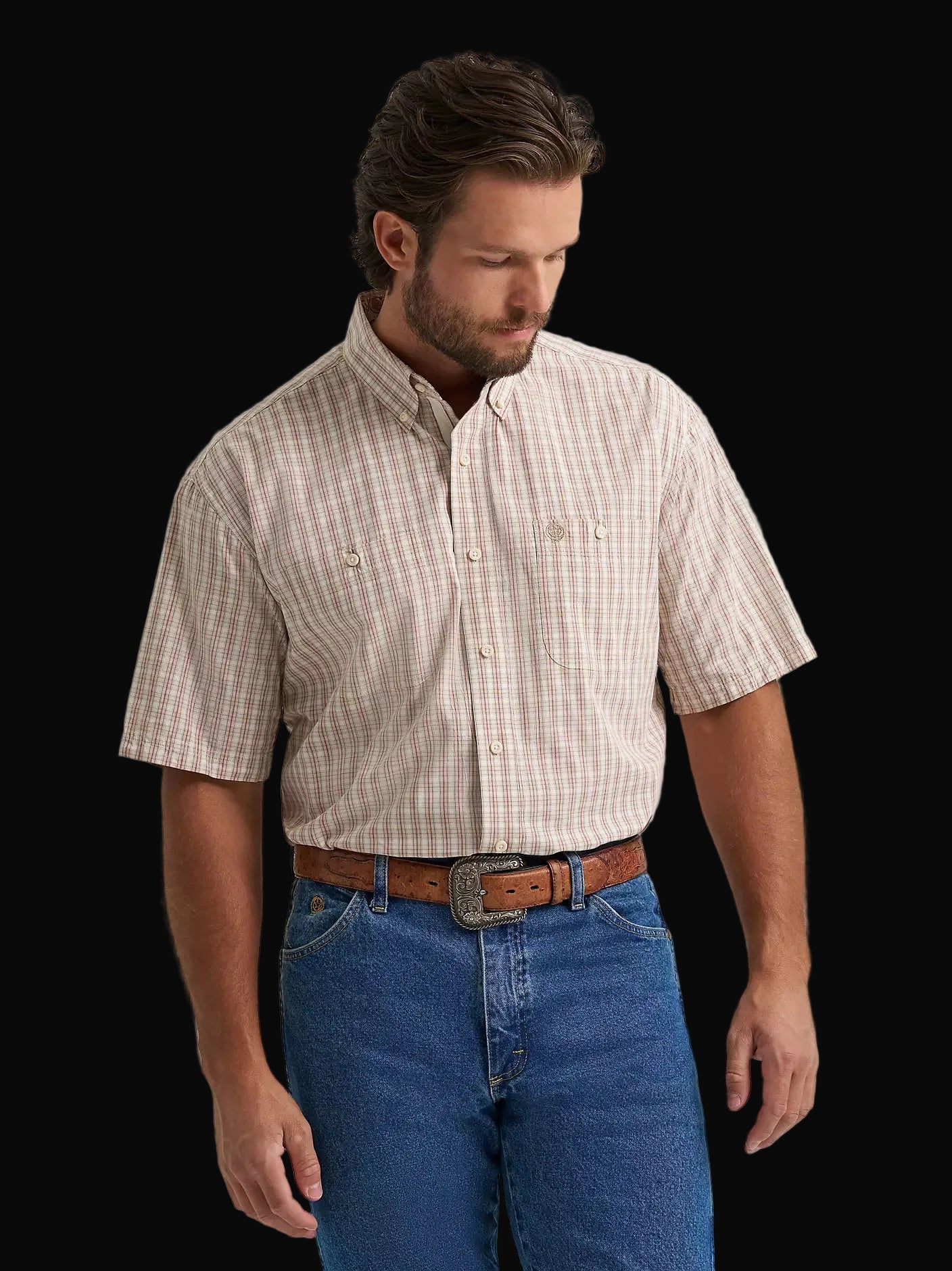Wrangler Mens George Strait Collection Two Pocket Short Sleeve Shirt