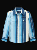 Wrangler Boys Logo Stripes Western Snap Shirt