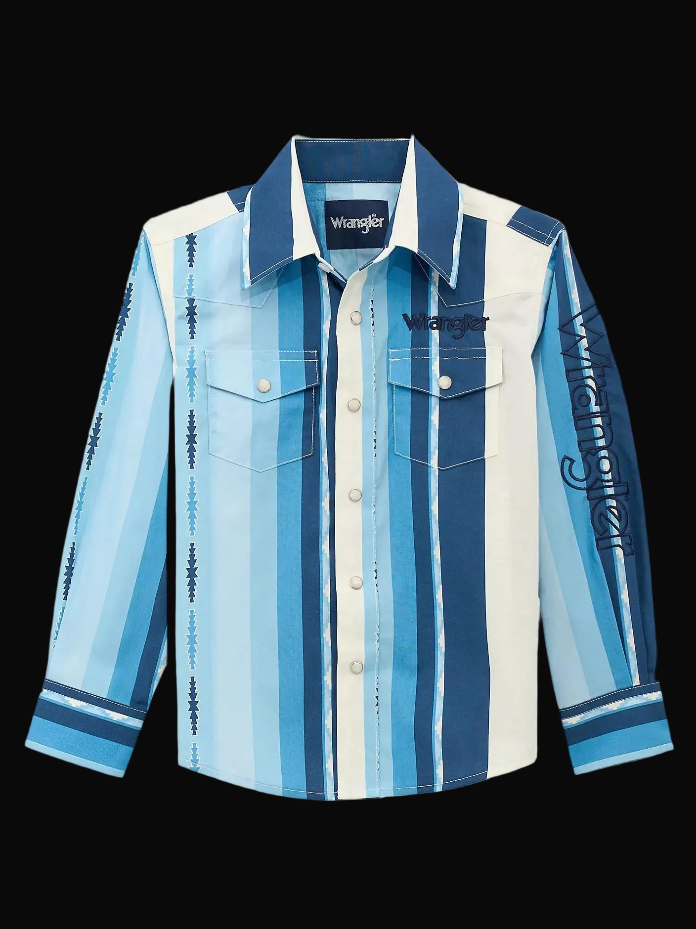 Wrangler Boys Logo Stripes Western Snap Shirt