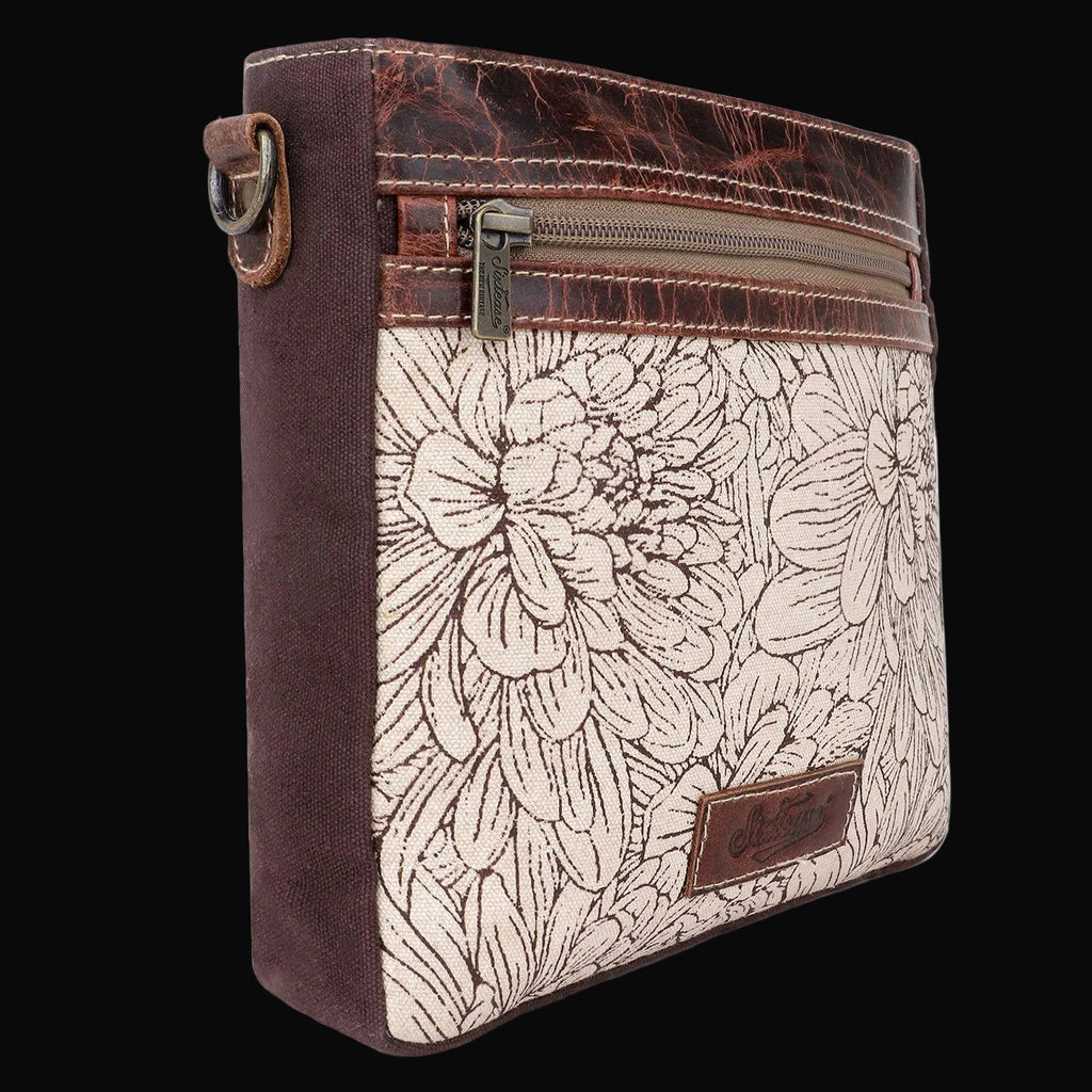 Canvas & Leather Women's Crossbody Bag - Linen/Rose Ebony