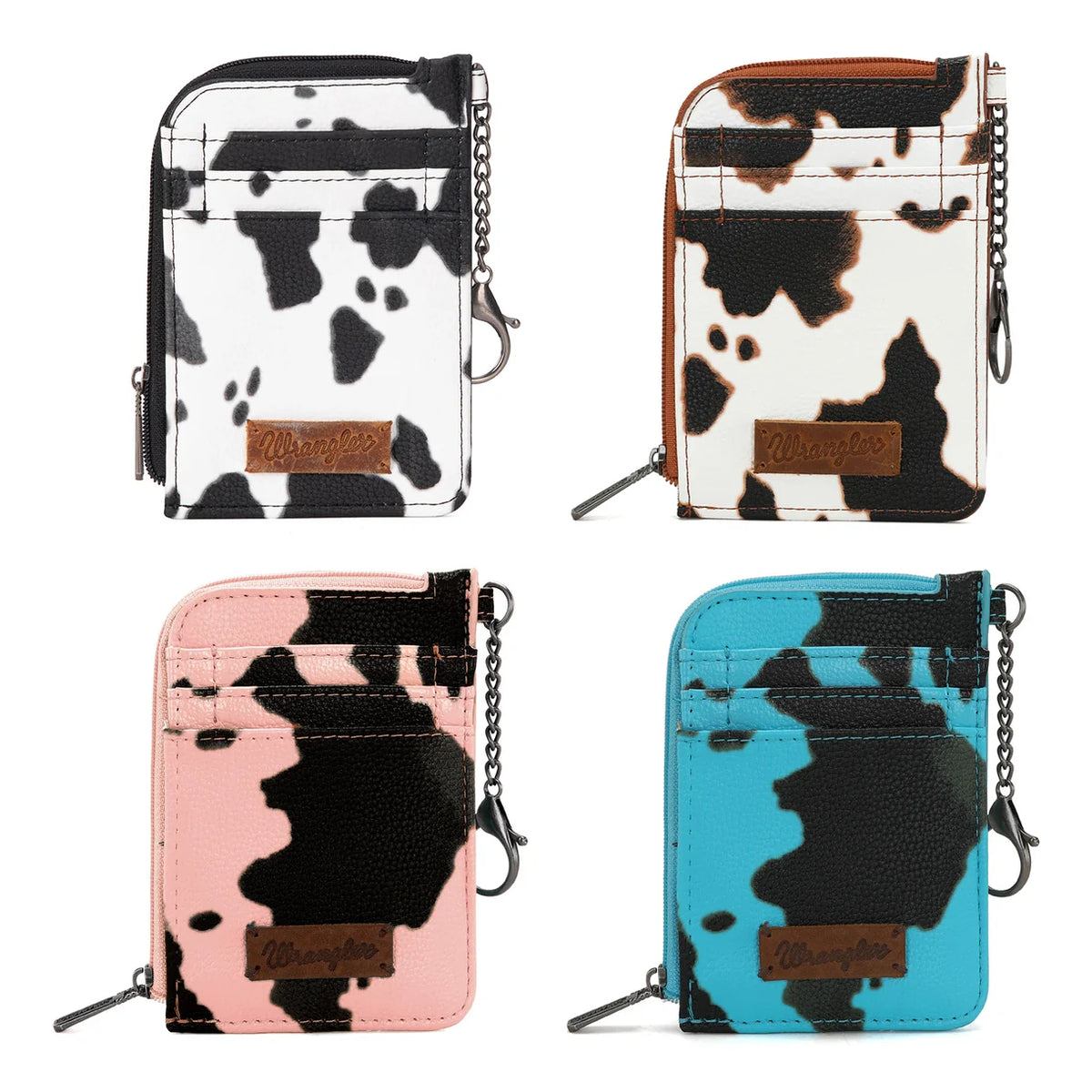 Wrangler Cow Print Mini Zip Card Case