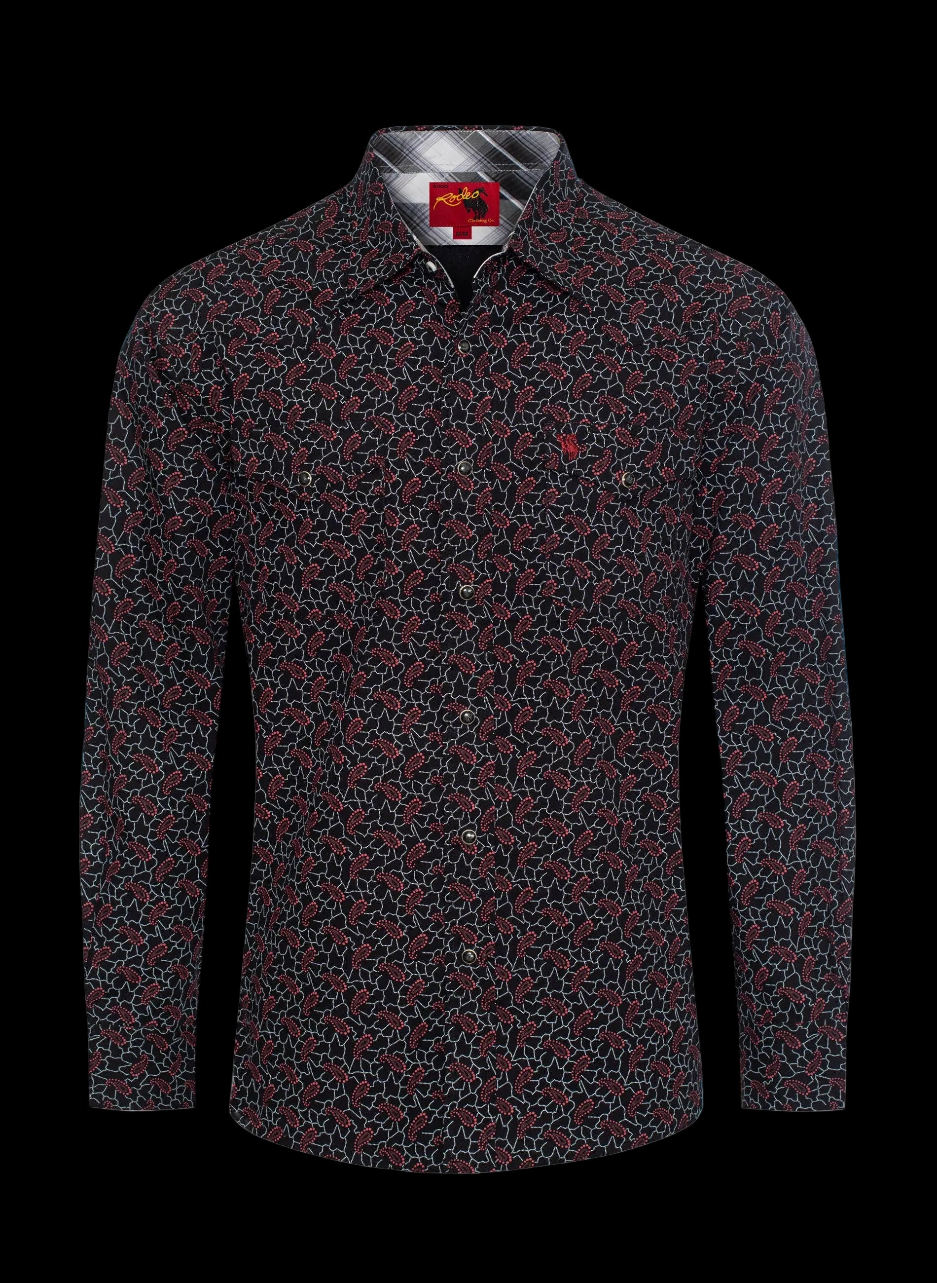 Rodeo Clothing Mens Western Pearl Snap Print Shirt