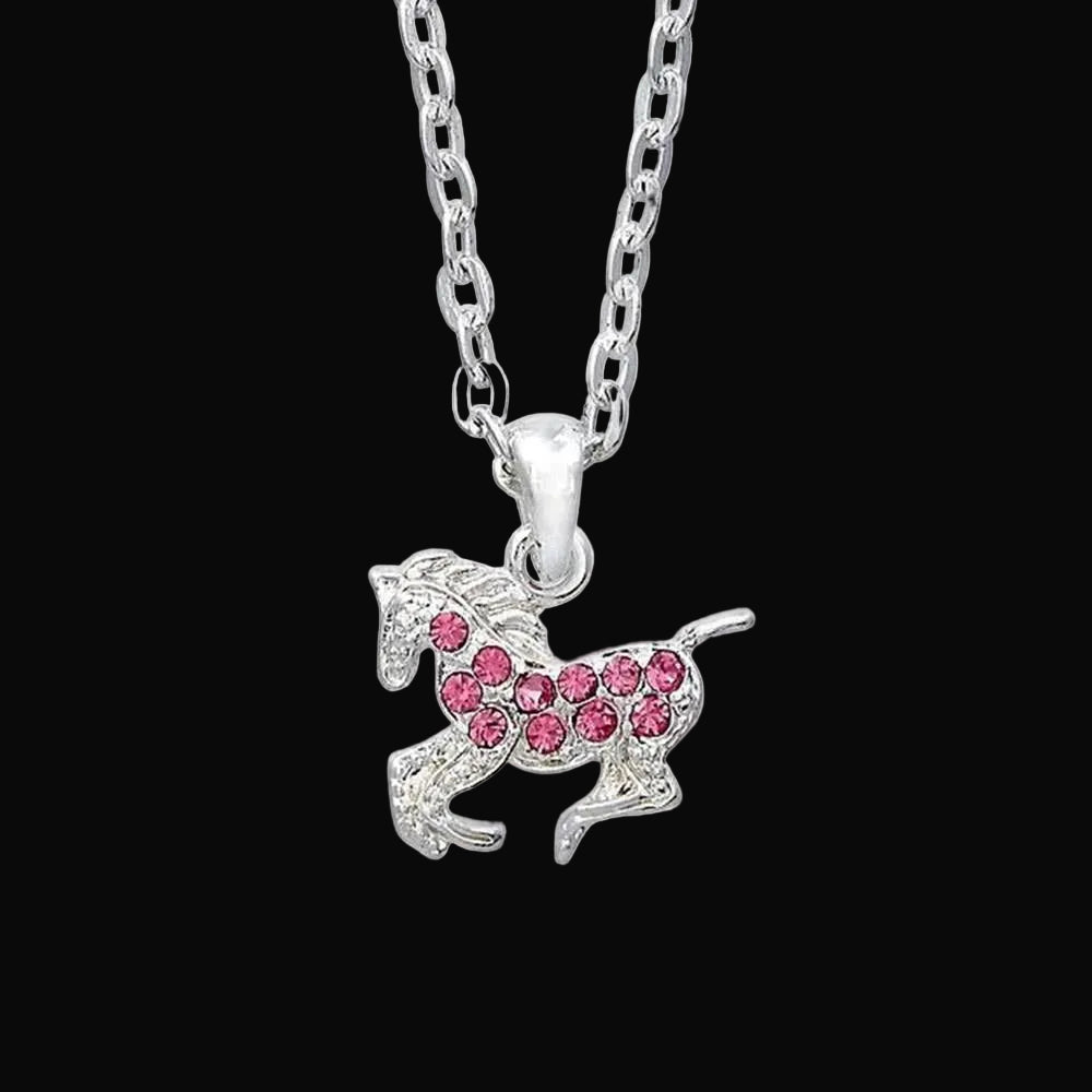 Western Express Rhinestone Pony Necklace in Pony Head Gift Box