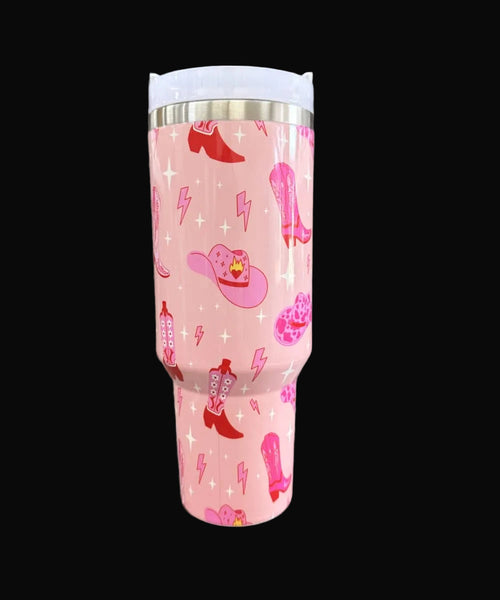 BOOTS HAT WESTERN STAINLESS STEEL TUMBLERS CUP 40oz