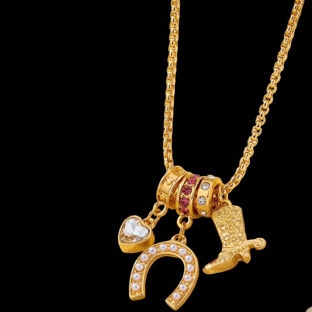 Western Rhinestone Horseshoe Charm Necklace