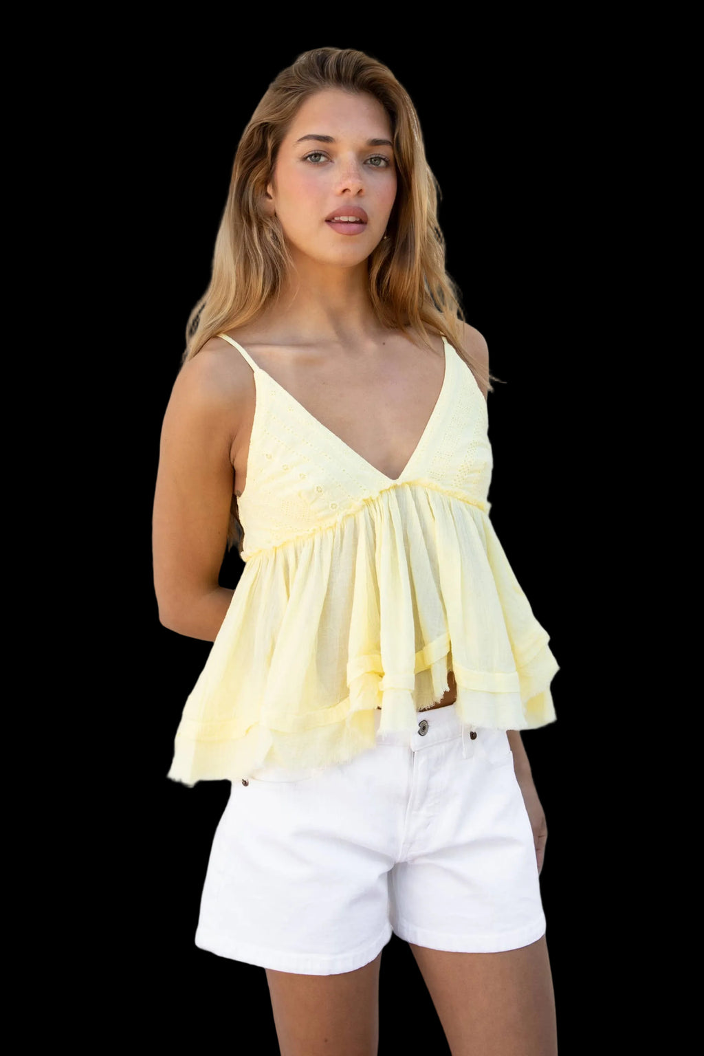 Tictoc Womens Cyrus Boho Vintage Inspired Crinkle Gauze Cami Top