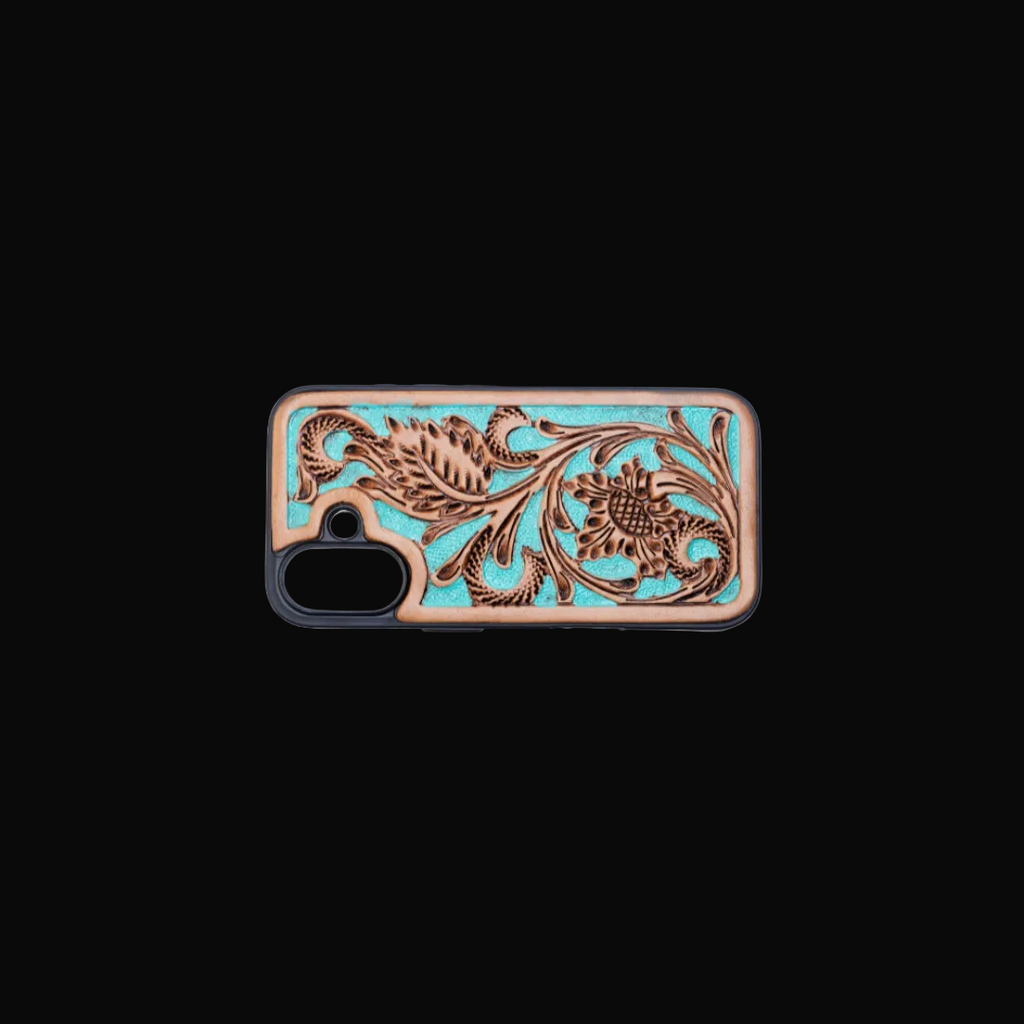 Hawk Ridge Phone Case for iPhone 16: Turquoised Embossed