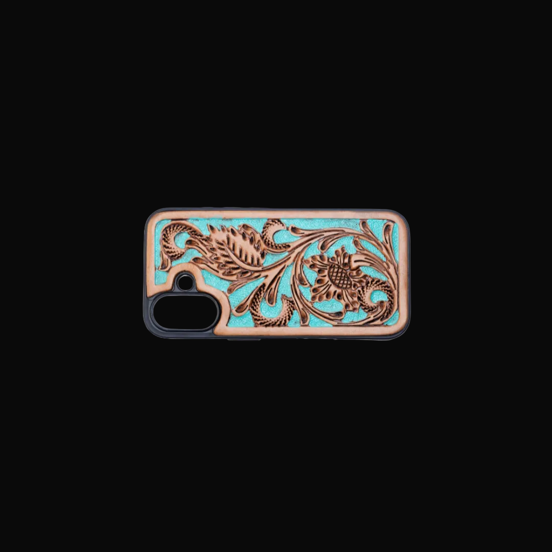 Hawk Ridge Phone Case for iPhone 16: Turquoised Embossed