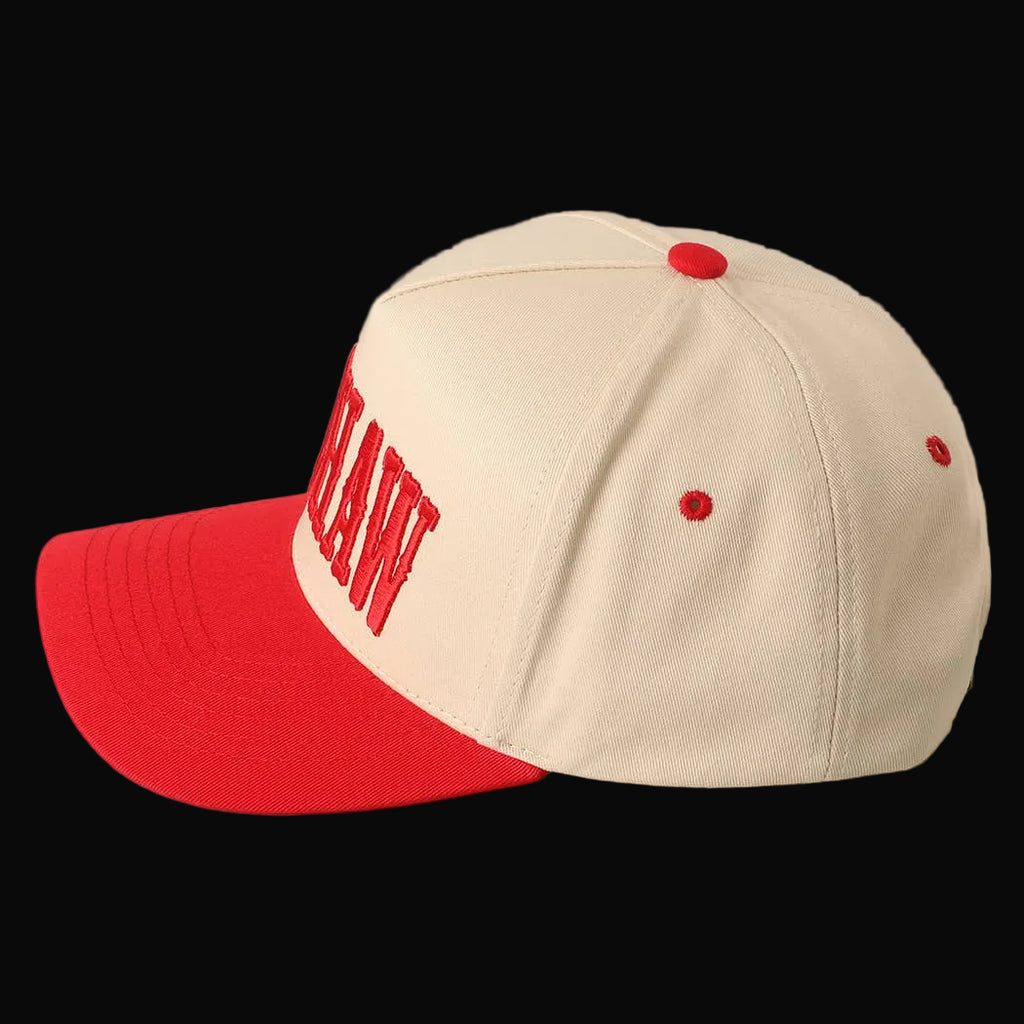 Fashion City Yeehaw Two-Tone Embroidered Trucker Hat: Red