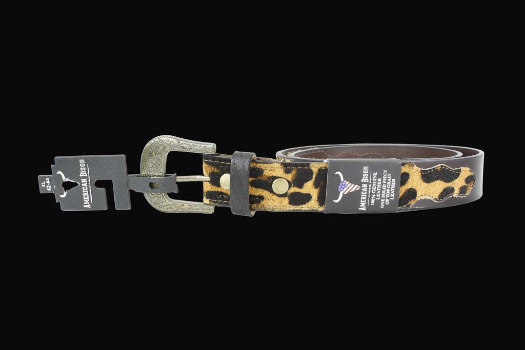 Western Black Leather Belt Hair-on-Hide