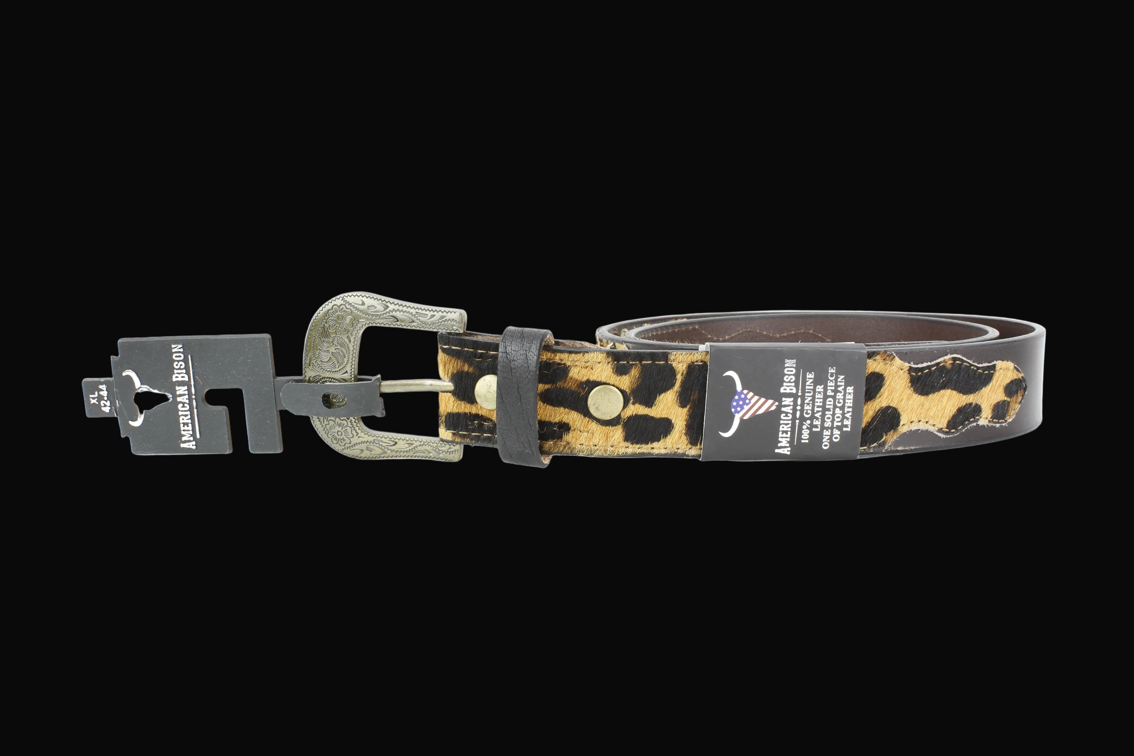 Western Black Leather Belt Hair-on-Hide