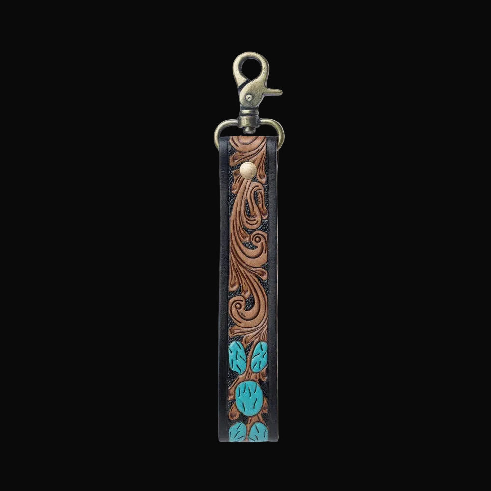Turquoise Daydreams Key Fob In Black and Brown