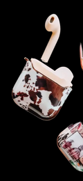 Cowprint Airpod Case Brown