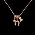 Western Rhinestone Horseshoe Charm Necklace