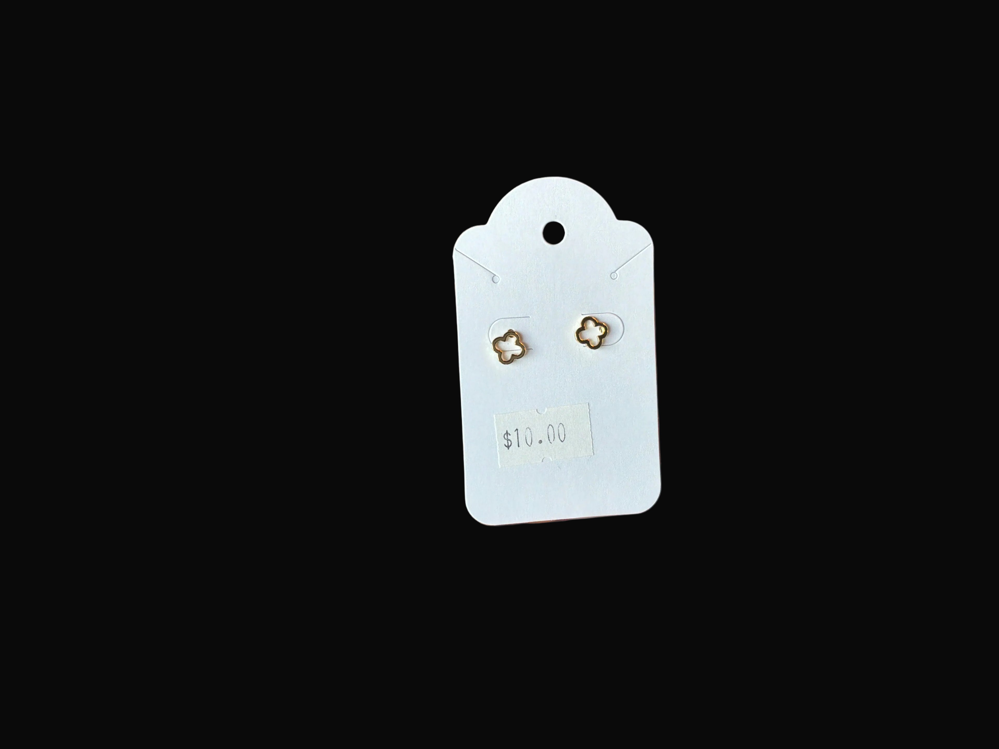 Clover Gold Stud Earrings - Hollow/Gold/Pink
