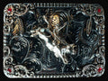 Rose Gold/Silver Red Stone Floral Bull Rider Belt Buckle