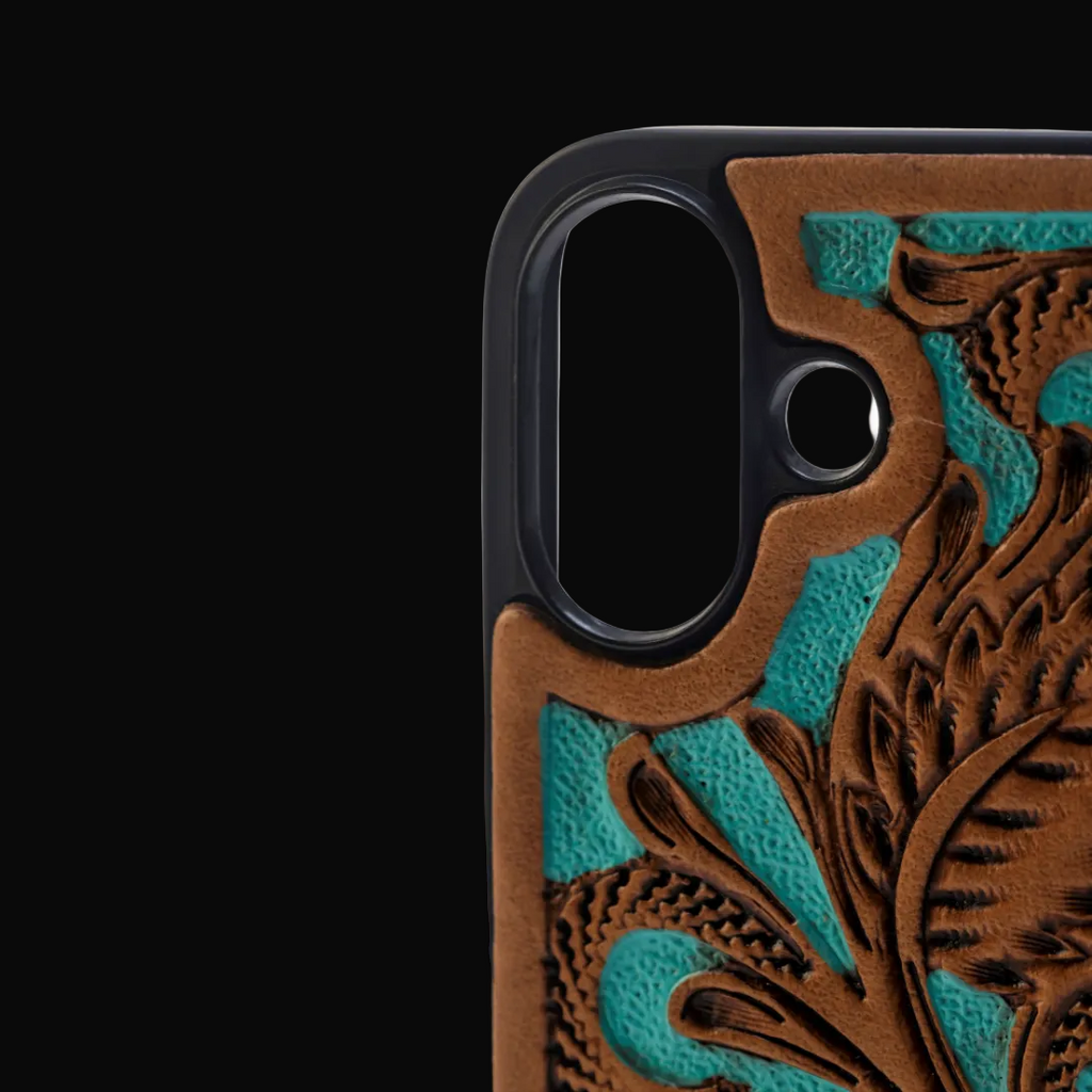 Hawk Ridge Phone Case for iPhone 16: Turquoised Embossed