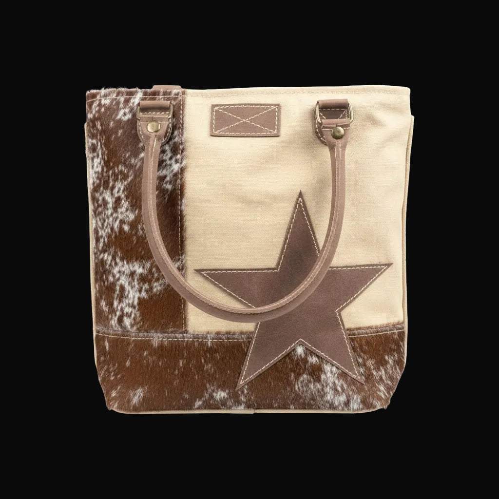Star With Cowhide Canvas Tote