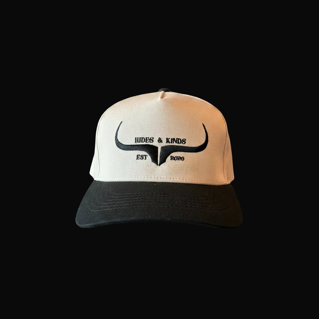 Hides and Kinds Hat - White / Black with Bull Logo