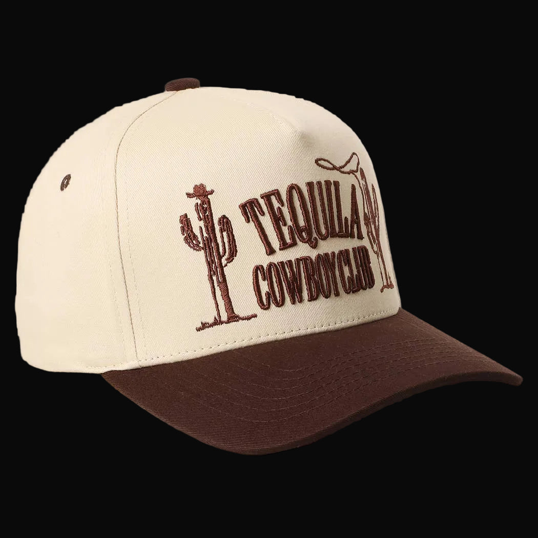 TEQUILA COWBOY CLUB 3D Embroidery Two-Tone Trucker Hat: BROWN / ONE SIZE