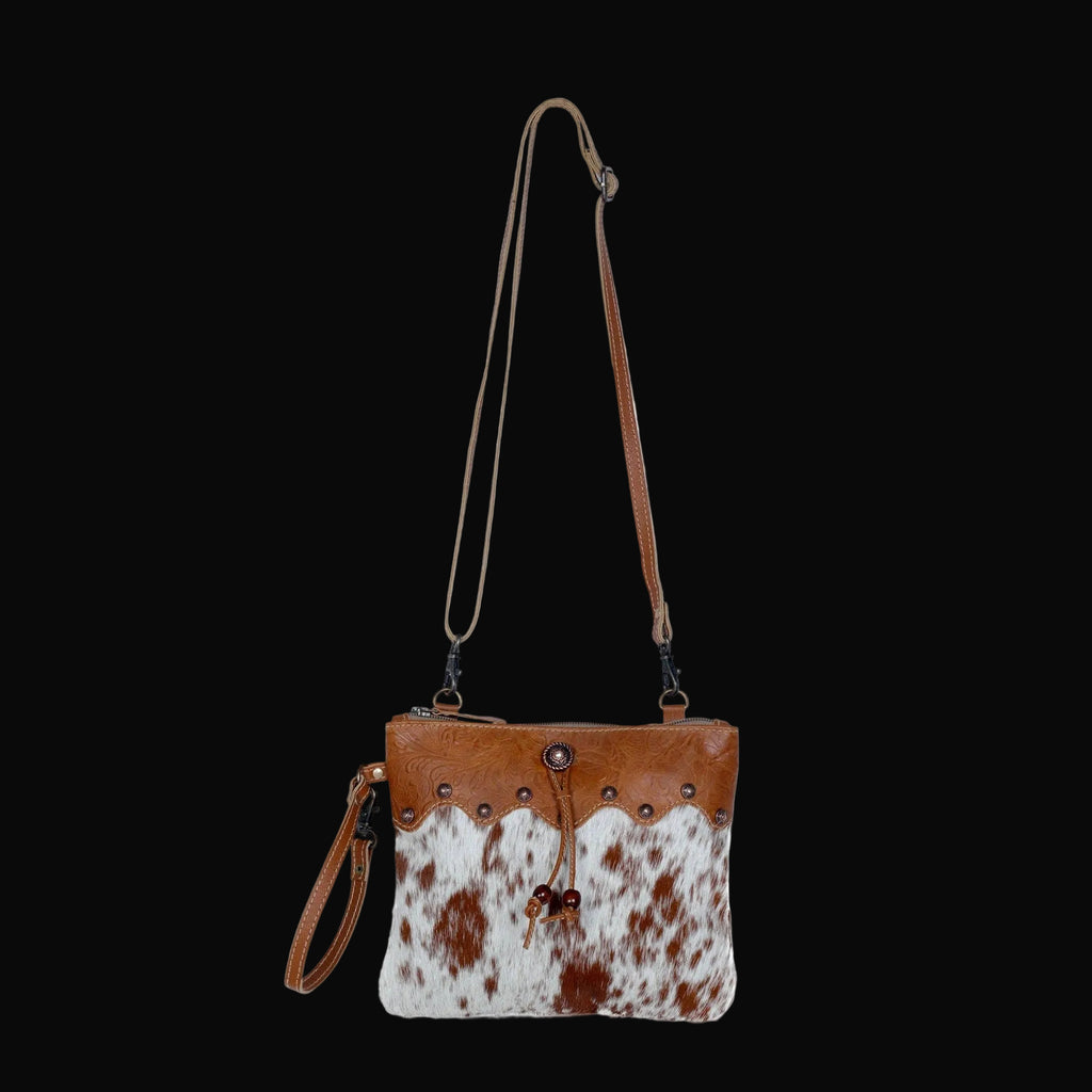 Myra Ornate Brown Leather & Hairon Bag