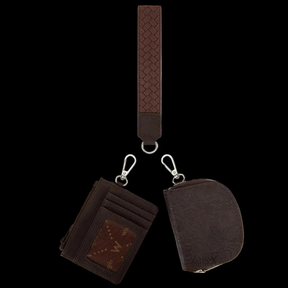 Wrangler Floral Tooled 2‑Piece RFID Wallet Set