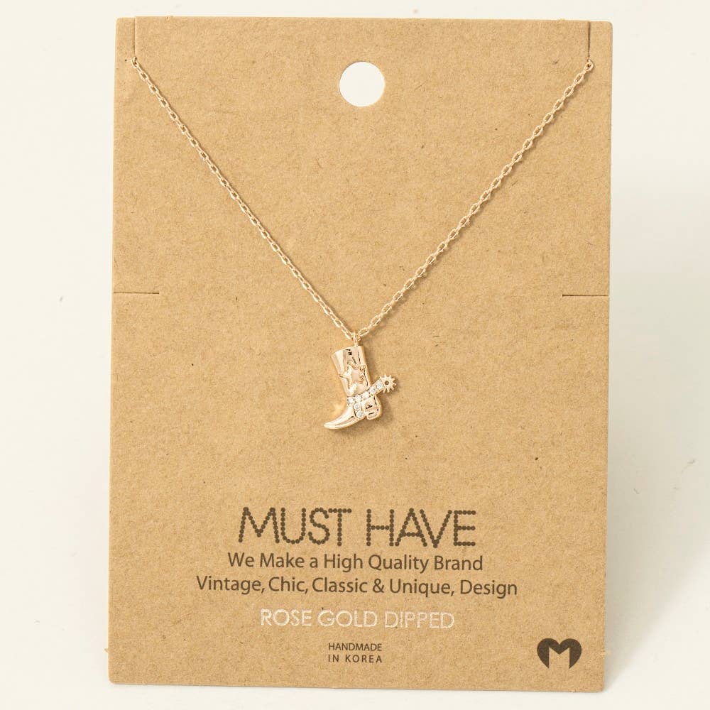 Fame Accessories Cowboy Boots Pendant Necklace