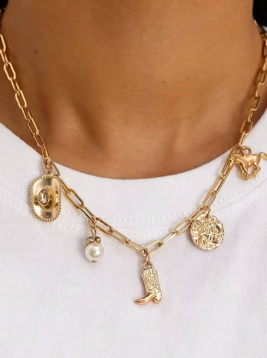 Western Gold Charm Necklace