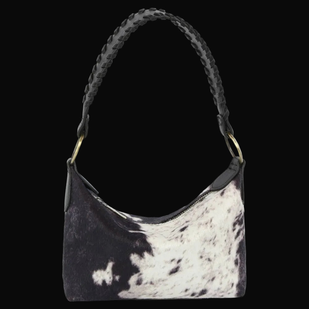 Calf Hair Cow Printed Bucket Shoulder Bag - BK