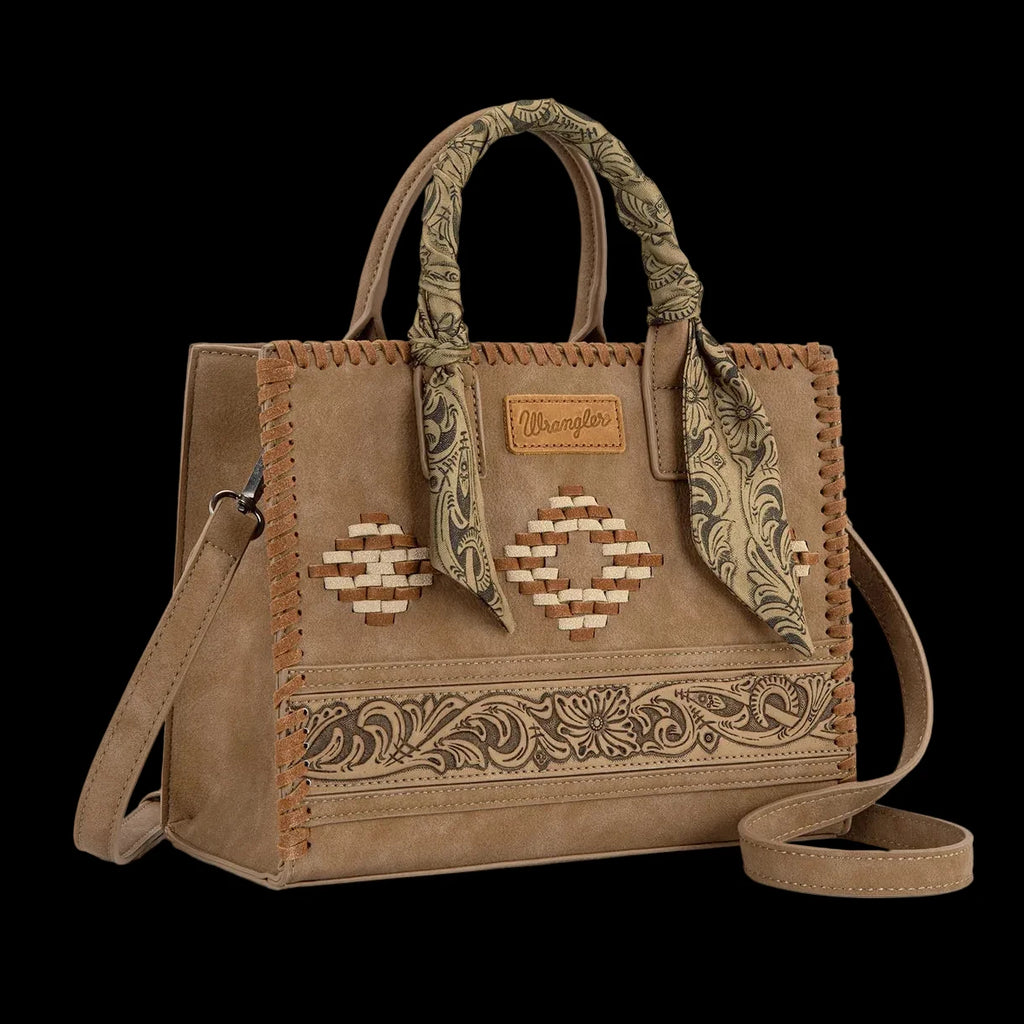 Wrangler Whipstitch Aztec Satchel/Crossbody with Scarf Handle