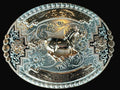 Rose Gold/Silver Floral Stallion Belt Buckle