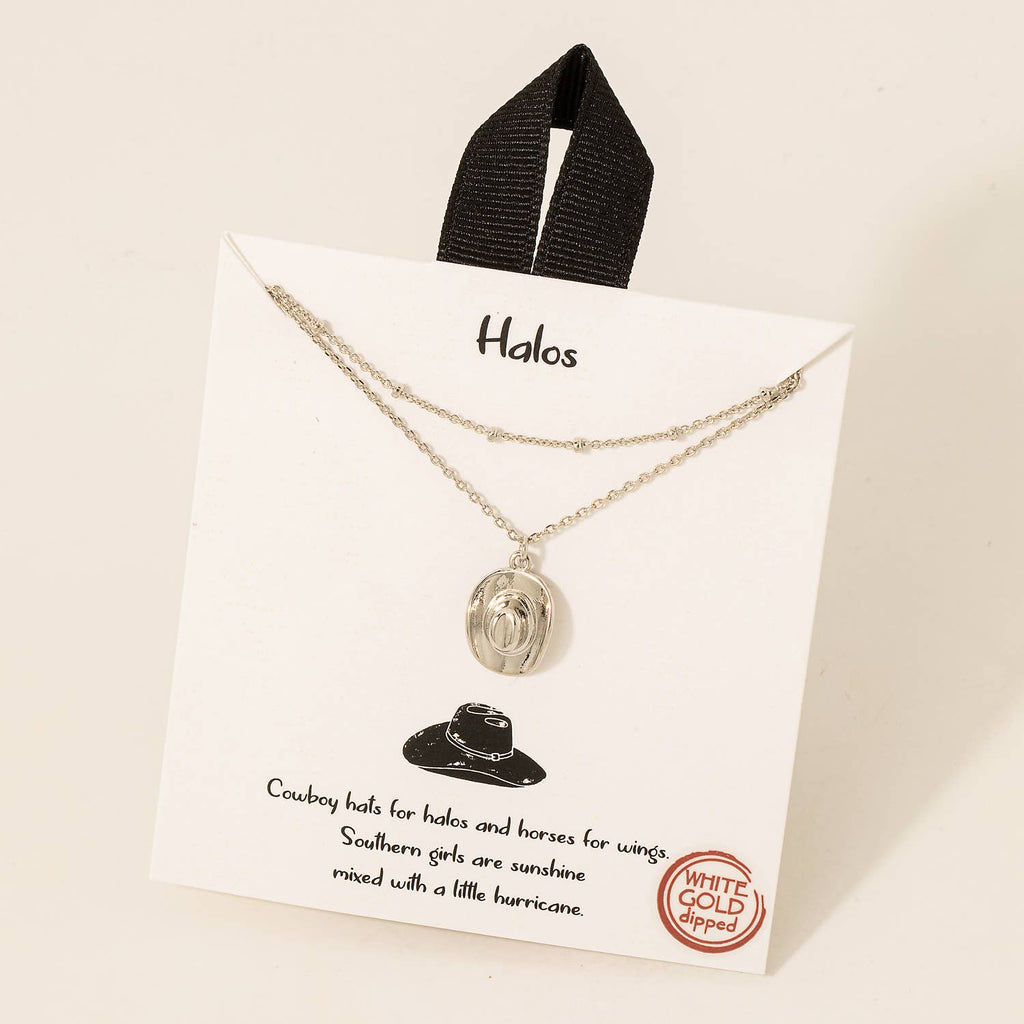 Fame Accessories Gold Dipped Cowboy Hat Pendant Layered Necklace