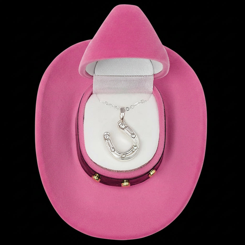 Western Express Horseshoe Necklace in Cowboy Hat Gift Box