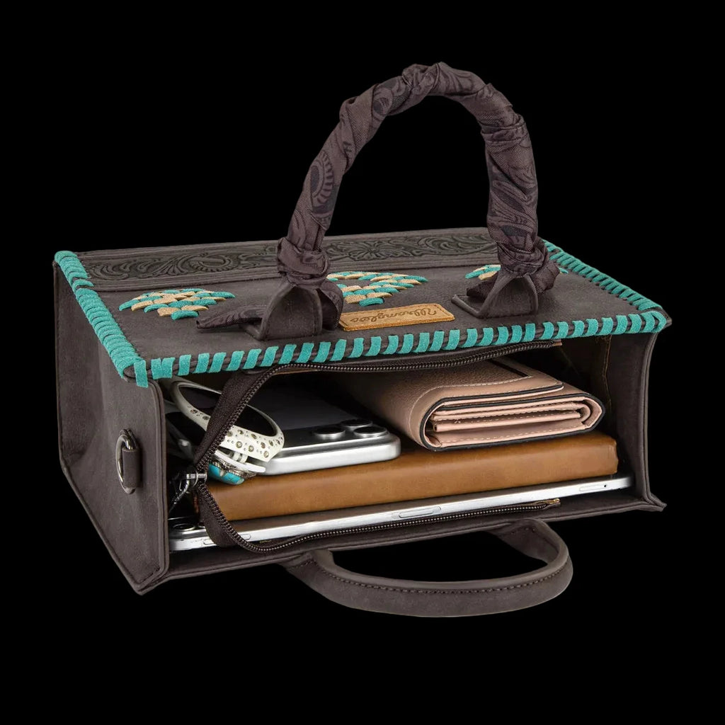 Wrangler Whipstitch Aztec Satchel/Crossbody with Scarf Handle