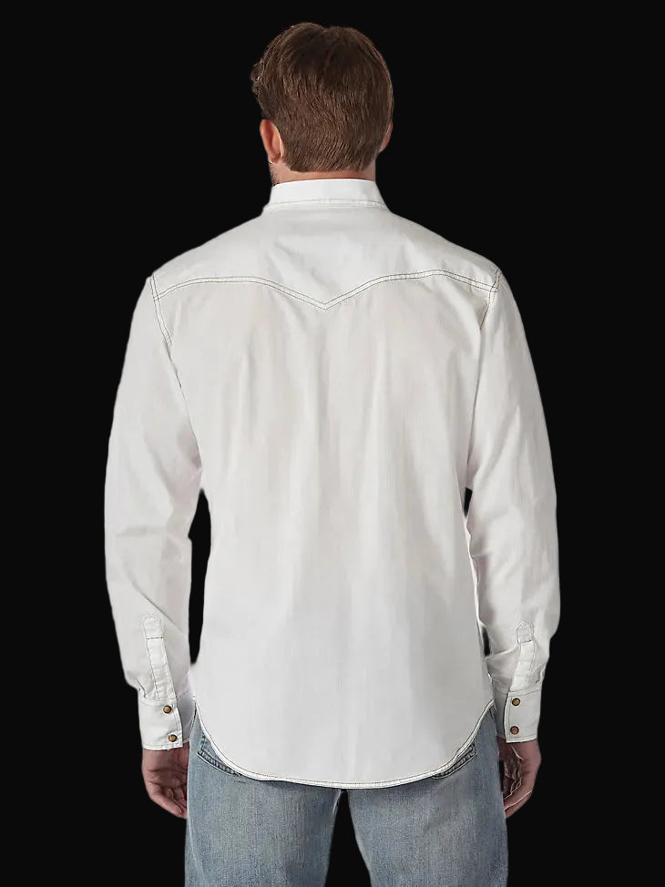 Wrangler Mens Retro Premium Long Sleeve Shirt: White