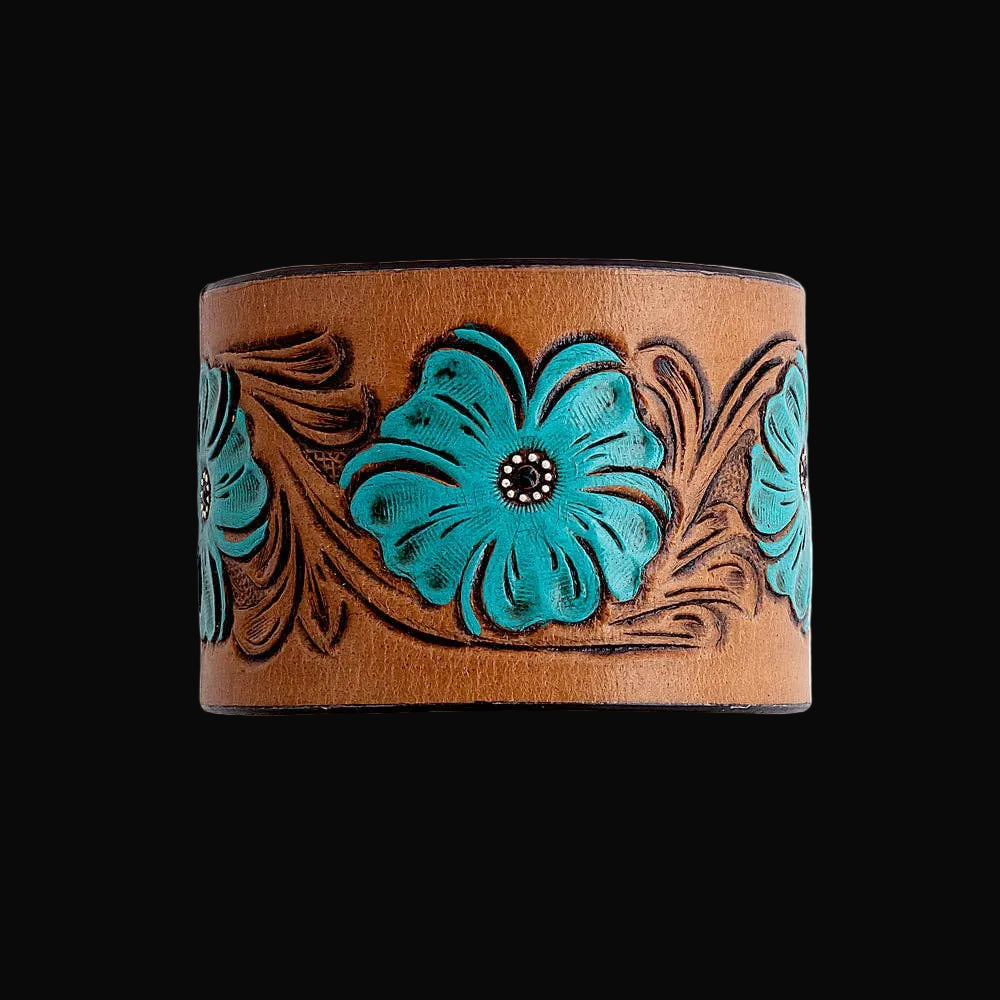 Bold Blossom Leather Cuff Bracelet