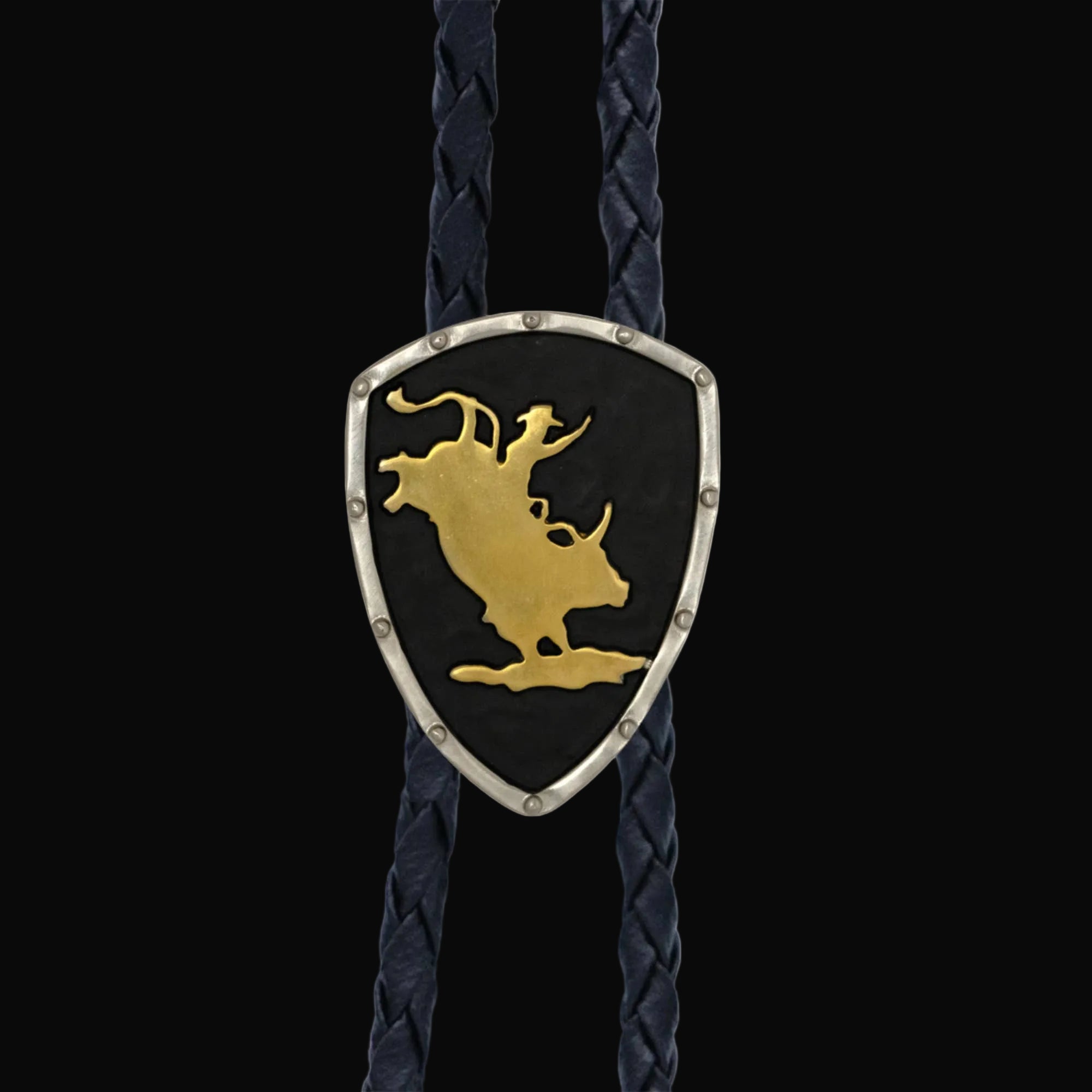 Rodeo Silver, Gold, Matte Black Bolo Tie