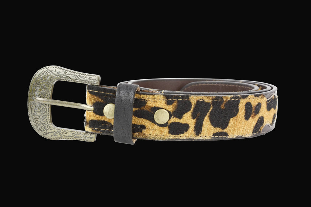 Western Black Leather Belt Hair-on-Hide
