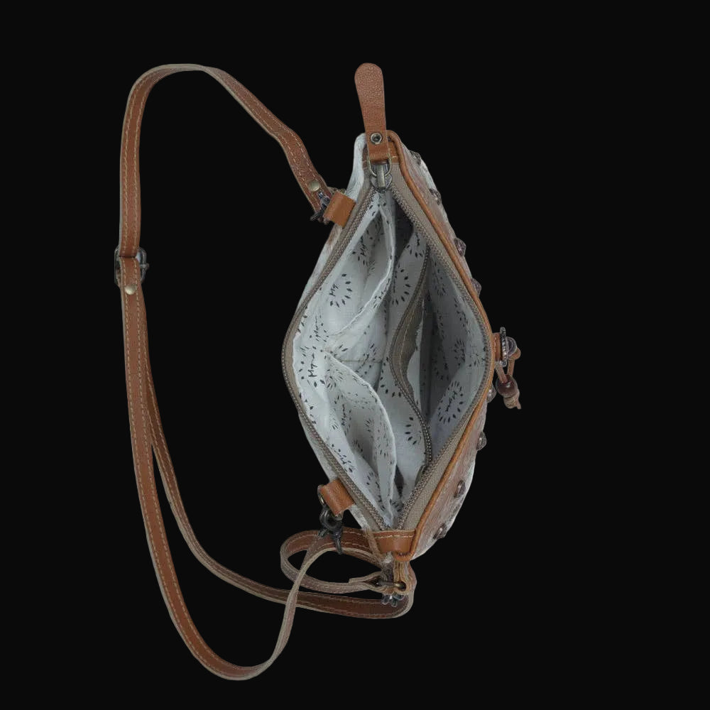Myra Ornate Brown Leather & Hairon Bag