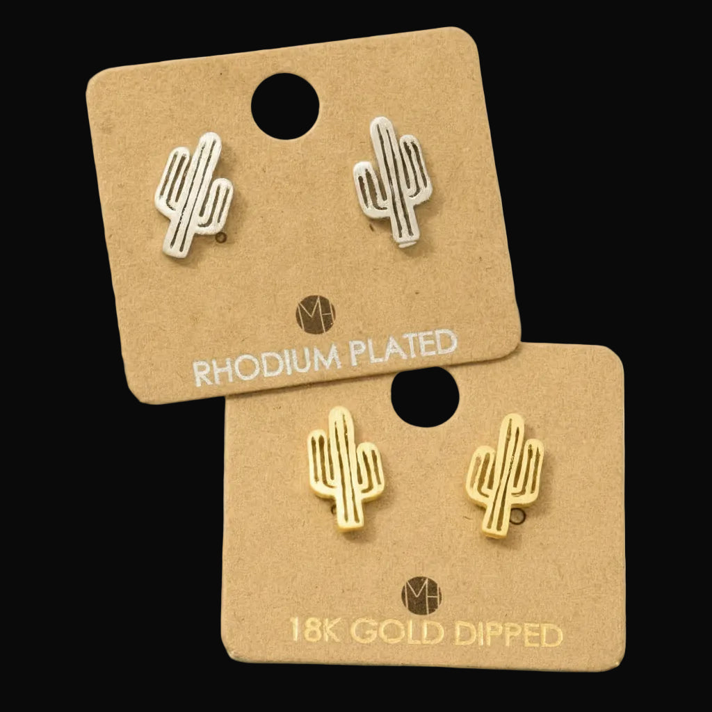 Dainty Desert Cactus Stud Earrings