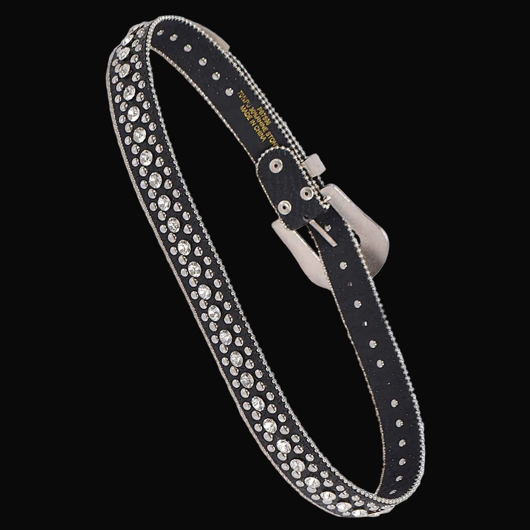 Studded Rhinestone Belt: Black