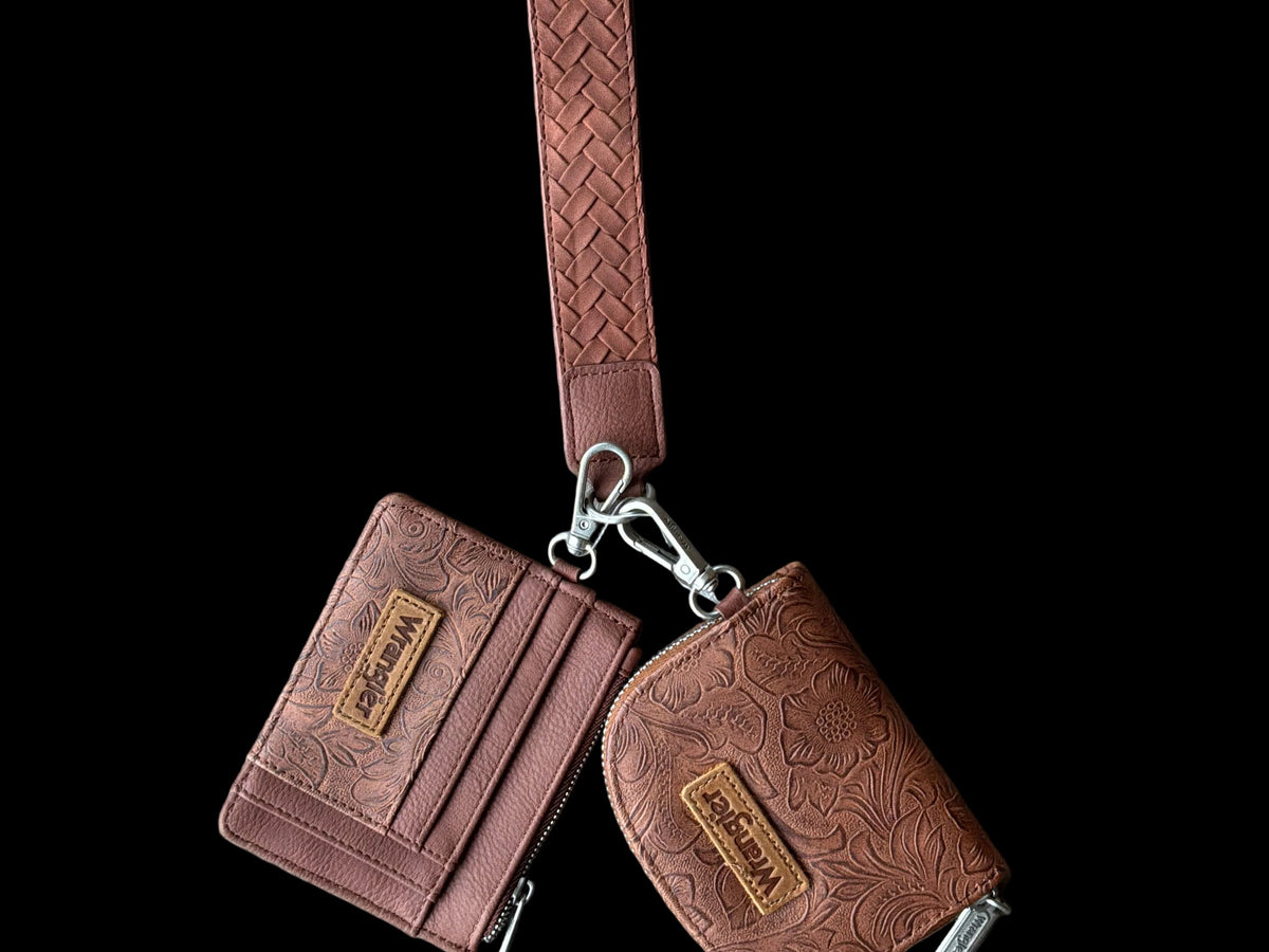 Wrangler Floral Tooled 2‑Piece RFID Wallet Set