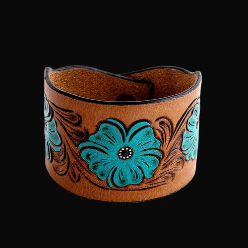 Bold Blossom Leather Cuff Bracelet