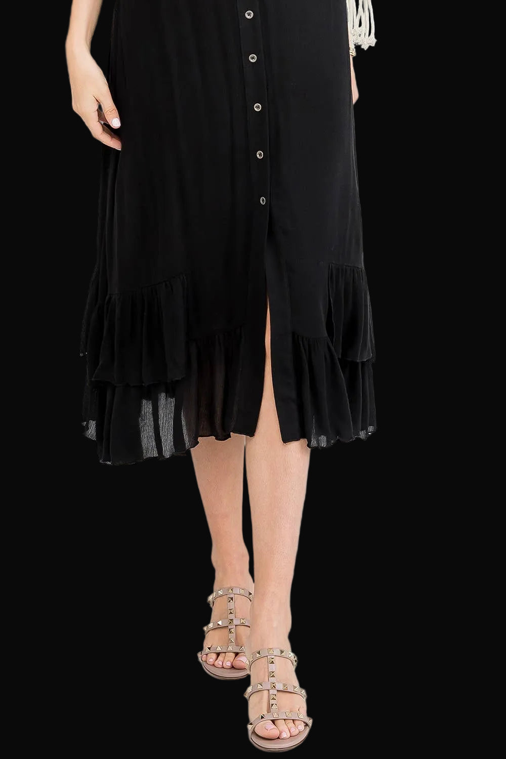 Sweet Lovely by Jen Womens Midi Button Front Dress